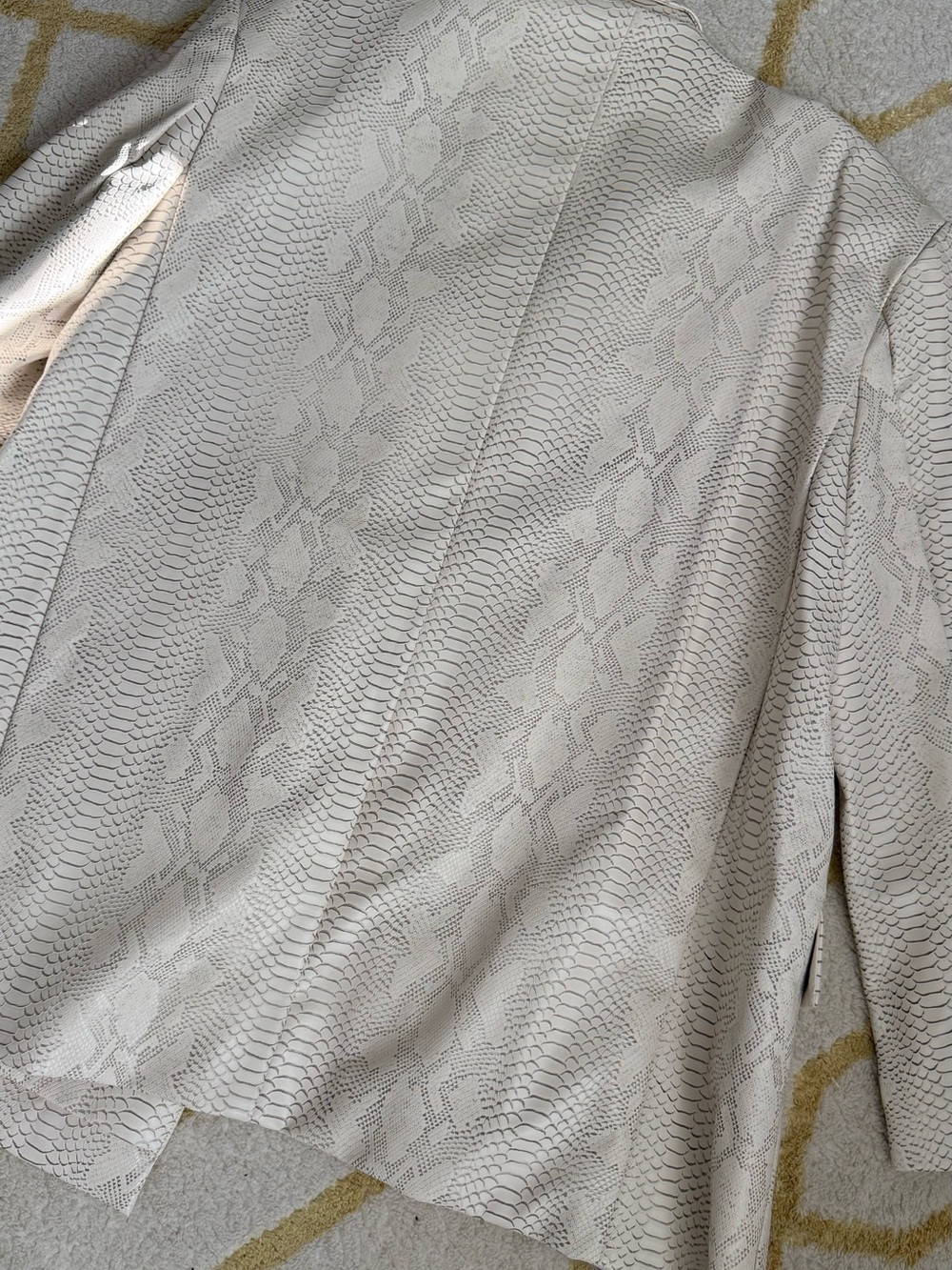 Cream Oversized Faux Leather Blazer - Picture 2 of 5